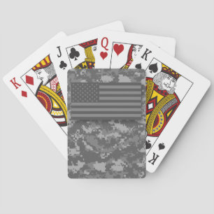 US American Flag Gray Night Camouflage Spielkarten