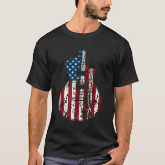 US American Flag Guitar Musician gestört Gitarre T-Shirt