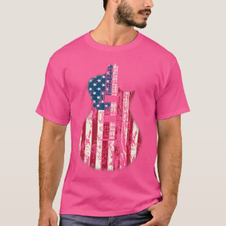 US American Flag Guitar Musician gestört Gitarre T-Shirt