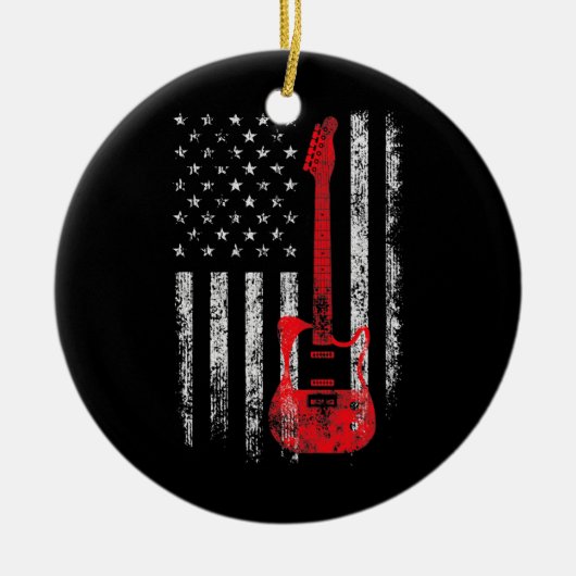 US American Flag Guitar Musician gestört Keramik Ornament (Vorne)