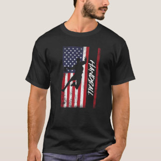 US American Flag Handball Player Handballer Ball S T-Shirt