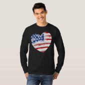 US American Flag Heart For Independence Day On 4th T-Shirt (Vorne ganz)