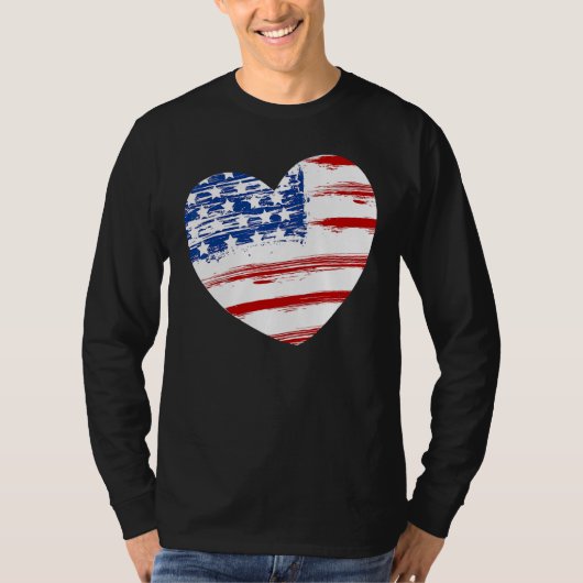 US American Flag Heart For Independence Day On 4th T-Shirt (Vorderseite)