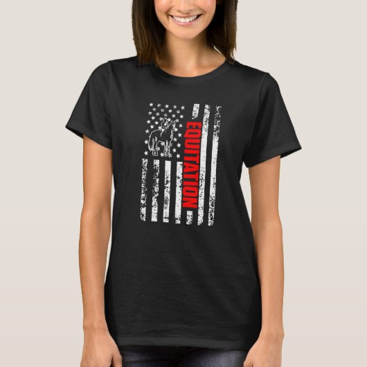US American Flag Horse Lover Sports Patriotic Equi T-Shirt (Vorderseite)
