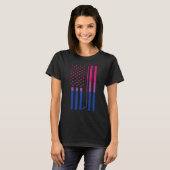 US American Flag Ice Hockey Bisexual Bi Pride Lgbt T-Shirt (Vorne ganz)