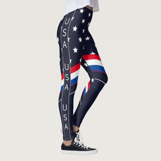 US American Flag Individuelle Name Patriotic Athle Leggings (Rechts)