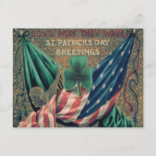 US American Flag Irish Kleeblatt Postkarte