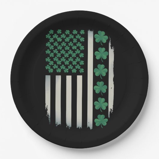 US American Flag Kleeblatts St Patricks Day Americ Pappteller (Vorderseite)
