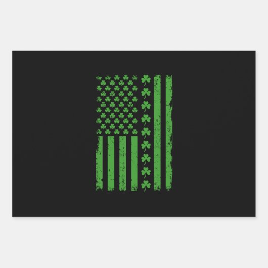 US American Flag Kleeblatts St Patricks Day Geschenkpapier Set (Vorderseite)