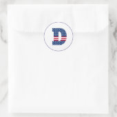 US American Flag Letter D Runder Aufkleber (Tasche)