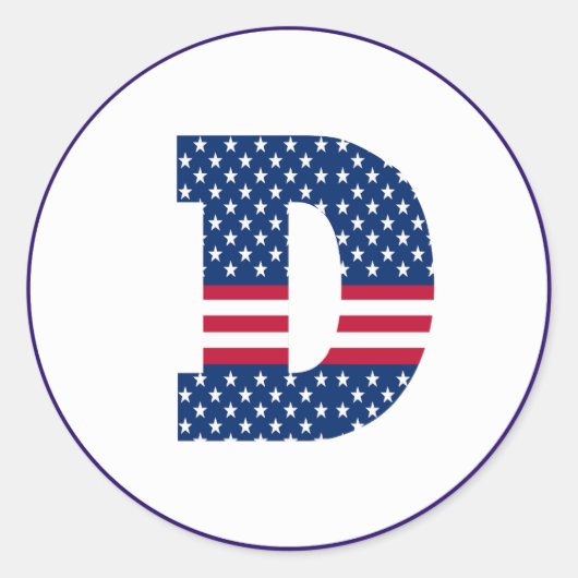 US American Flag Letter D Runder Aufkleber (Vorderseite)