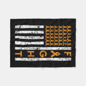US American Flag Orange Ribbon Leukemia Bewusstsei Fleecedecke (Vorderseite (Horizontal))