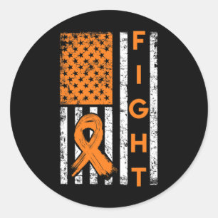 US American Flag Orange Ribbon Leukemia Bewusstsei Runder Aufkleber
