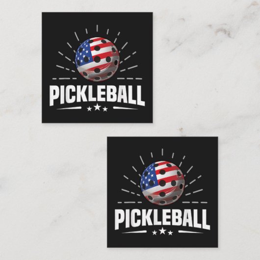 US American Flag Pickleball Player Quadratische Visitenkarte (Vorne/Hinten)