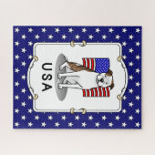 US American Flag Pit Bull (lt brindle white 3) Puzzle (Horizontal)