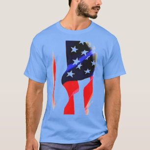 US American Flag Pop Art Blue T-Shirt