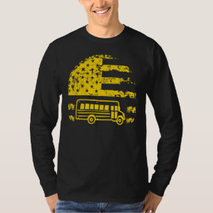 US American Flag School Bus Driver Student Bus Dri T-Shirt