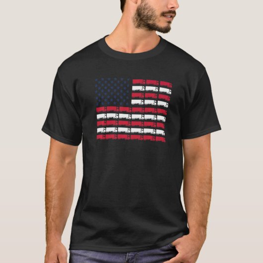 US American Flag Semi Truck Driver Trucker 4. T-Shirt (Vorderseite)