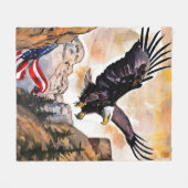 US American Flag Soaring Eagle Designer Fleecedecke (Vorderseite (Horizontal))