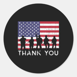 US American Flag Soldiers Vielen Dank Gedenktag P Runder Aufkleber