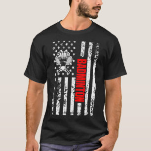 US American Flag Sports Patriotic Badminton T-Shirt