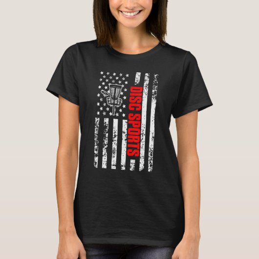 US American Flag Sports Patriotic Disk Golf T-Shirt (Vorderseite)