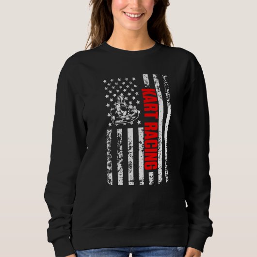US American Flag Sports Patriotic Go Kart Racing P Sweatshirt (Vorderseite)