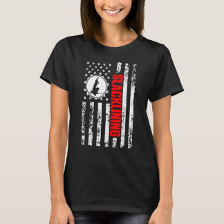 US American Flag Sports Patriotic Slacklining T-Shirt