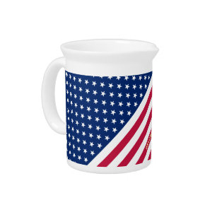 US American Flag Stars Streifen Custom Mit Monogra Getränke Pitcher