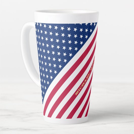 US American Flag Stars Streifen Custom Mit Monogra Milchtasse (Linke Ecke)