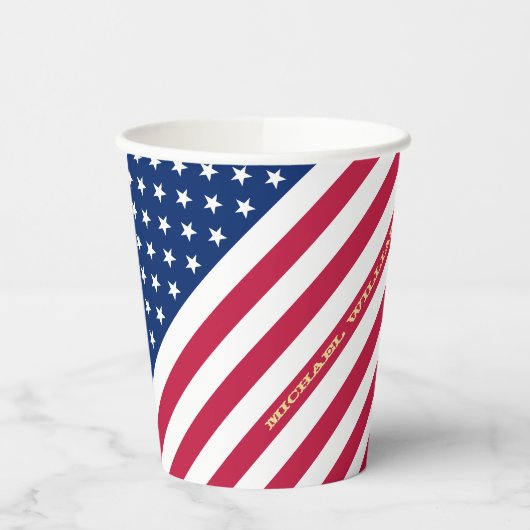 US American Flag Stars Streifen Custom Mit Monogra Pappbecher (Links)