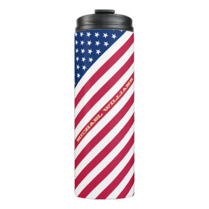 US American Flag Stars Streifen Custom Mit Monogra Thermosbecher