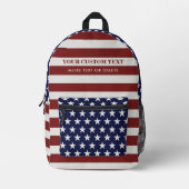 US American Flag Stars Stripes Personalisiert Text Bedruckter Rucksack (Vorderseite)