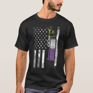 US American Flag Truck Nonbinary Enby Nb Pride Fla T-Shirt