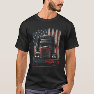 US American Flag Truck Truck Driver T-Shirt