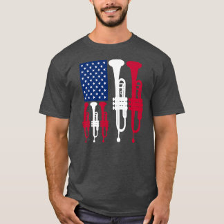 US American Flag Trumpet Player Funny 4. T-Shirt