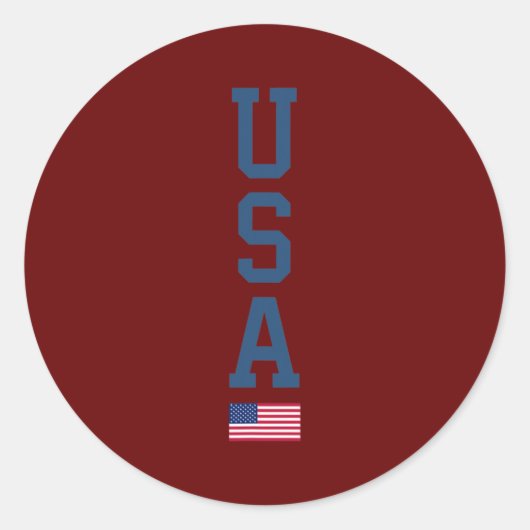 US American Flag Vertical Text Patriotic 4. Runder Aufkleber (Vorderseite)