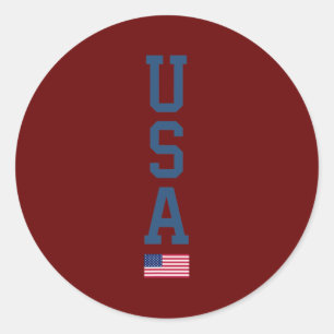 US American Flag Vertical Text Patriotic 4. Runder Aufkleber
