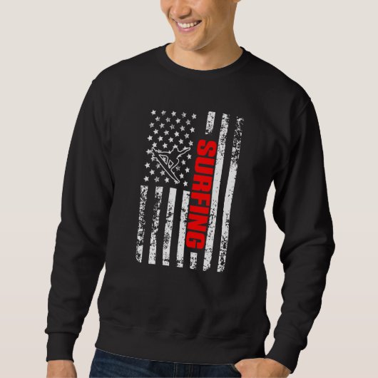 US American Flag Water Sports Patriotic Big Wave S Sweatshirt (Vorderseite)