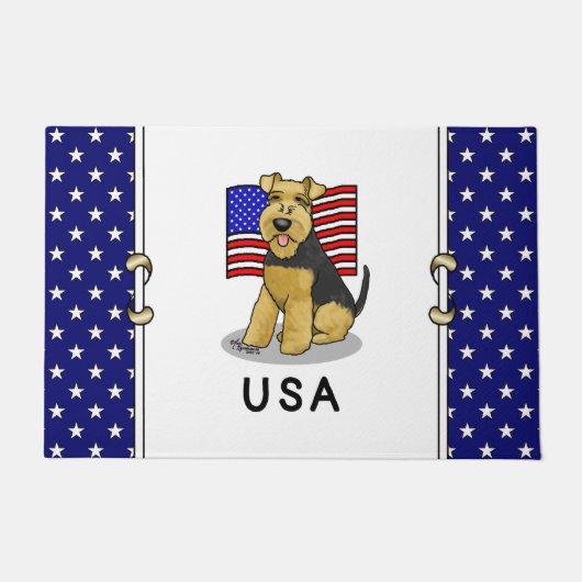 US American Flag Welsh Terrier Dog - Niedlich Fußmatte (Vorderseite)