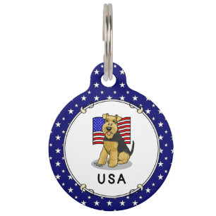 US American Flag Welsh Terrier Dog - Niedlich Haustiermarke