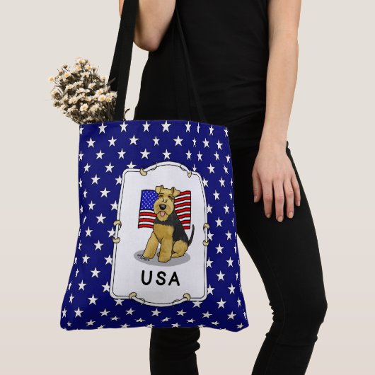 US American Flag Welsh Terrier Dog - Niedlich Tasche (Von Nahem)