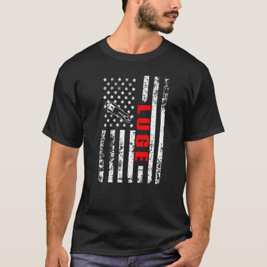 US American Flag Winter Sports Patriotic Luge Prem T-Shirt (Vorderseite)