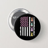 US American Flag with Bunny for Easter Day Button (Vorne & Hinten)