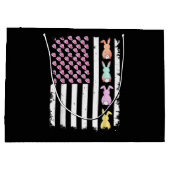 US American Flag with Bunny for Easter Day Große Geschenktüte (Rückseite)