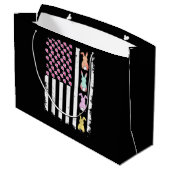US American Flag with Bunny for Easter Day Große Geschenktüte (Rückseite Schrägansicht)