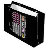US American Flag with Bunny for Easter Day Große Geschenktüte (Vorderseite Schrägansicht)