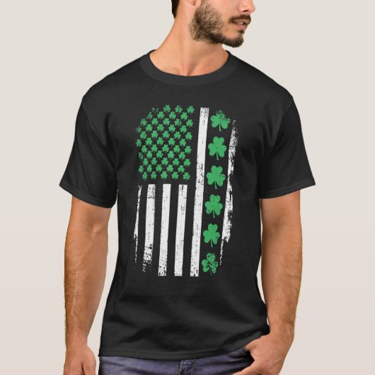 US American flag with shamrocks for St Patricks da T-Shirt (Vorderseite)