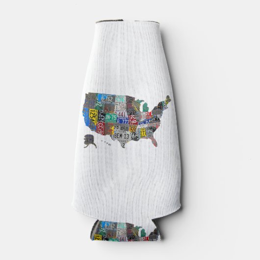 US American United Staaten Map Flag License Plate Flaschenkühler (Vorderseite)
