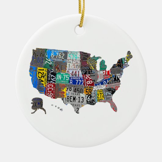 US American United Staaten Map Flag License Plate Keramik Ornament (Vorne)